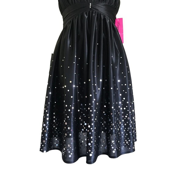 New Morgan & Co Black Short Dress Silver Dot Sequins Size Small - Picture 8 of 9